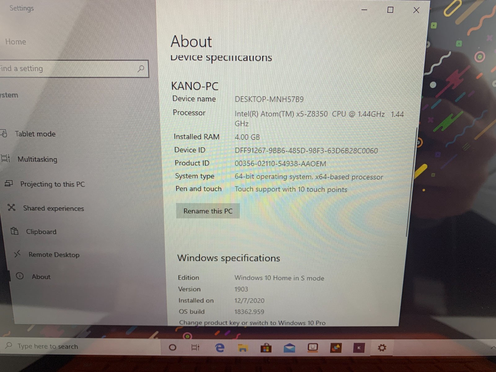 Kano Tablet/ Laptop Intel Atom x5-Z835 1.44GHz 4GB RAM Win 10 Home, Bad Speaker