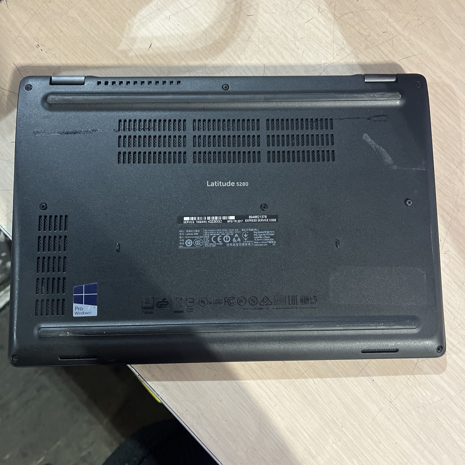 DELL LATITUDE 5280 INTEL CORE I3-7100U 2.40GHZ 8GB RAM NO HD