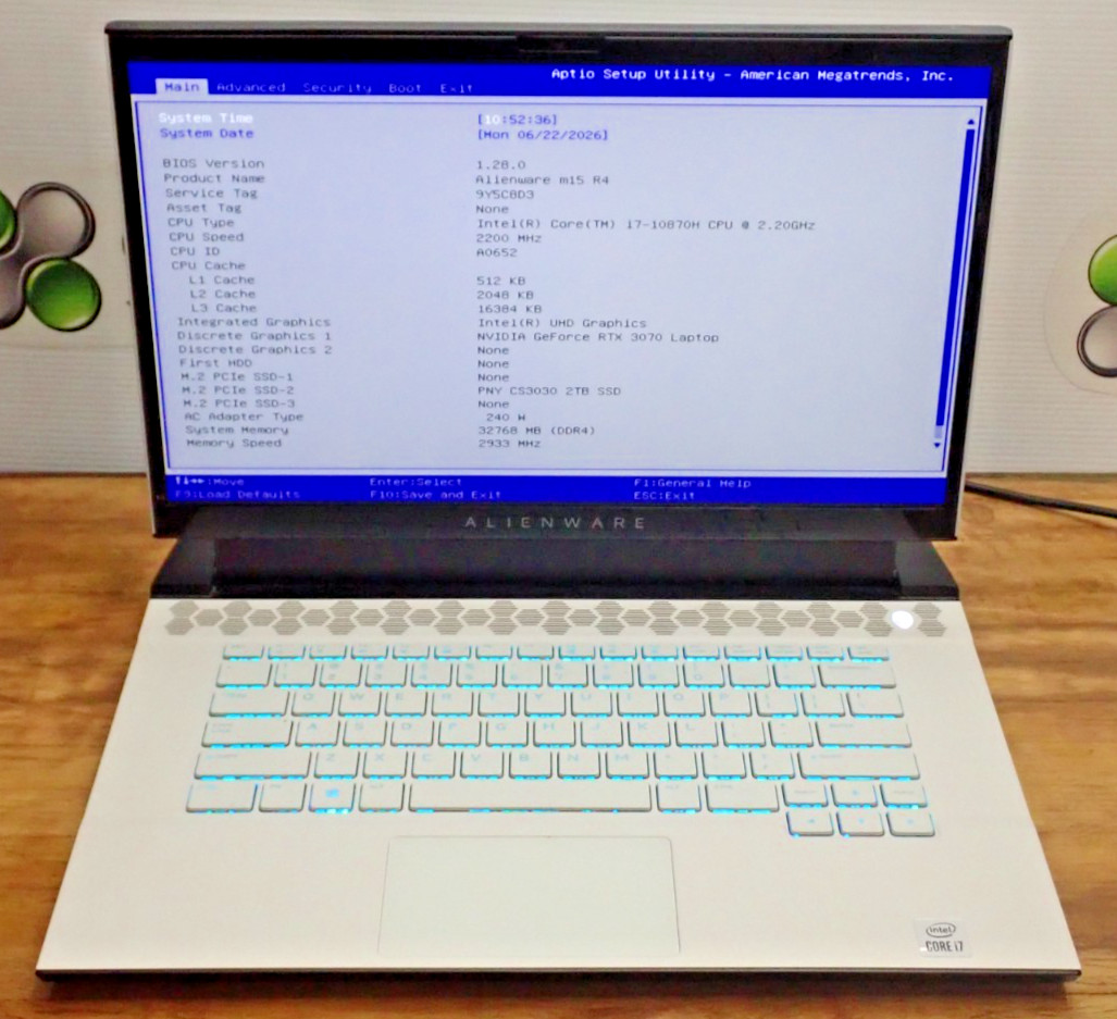Alienware M15 R4 Gaming Laptop i7-10870H 32GB RAM 2 TB NVMe RTX 3070 Adapter