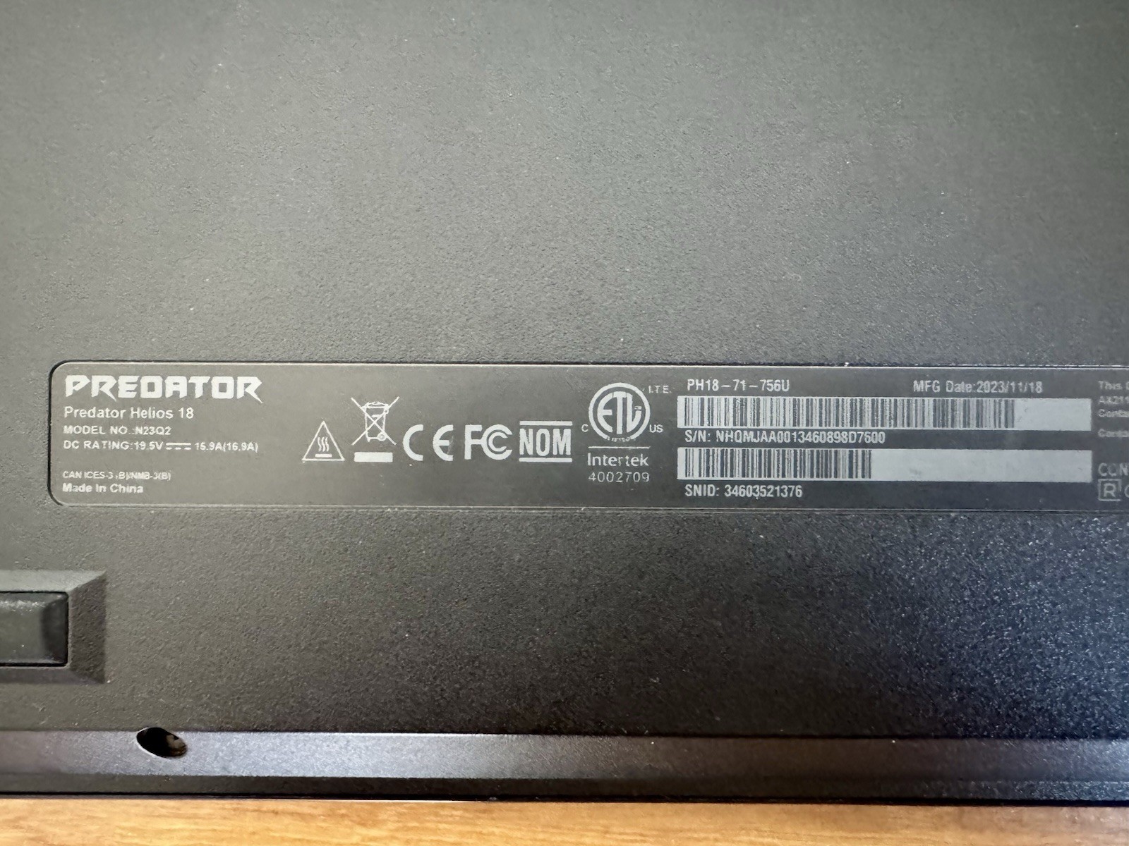 Acer Predator Helios 18 i7-13700HX 2.1GHz 24GB RAM 1TB NVMe SSD GeForce RTX 4060
