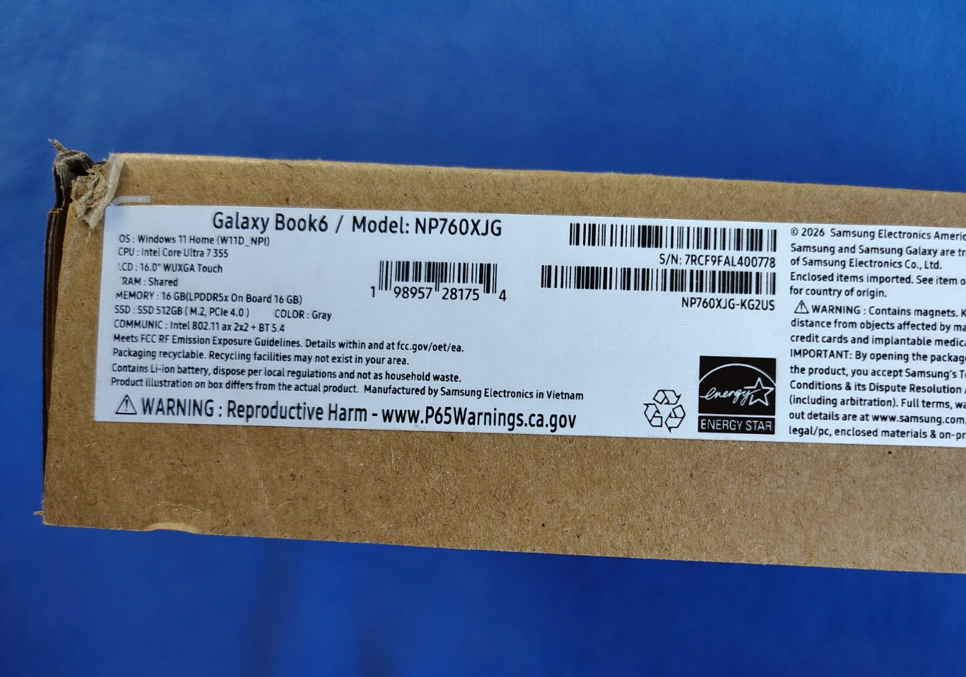 Samsung Galaxy Book6 Copilot+ Laptop 16″ IPS LED Touch, 16gb, 512gb, Intel Core7