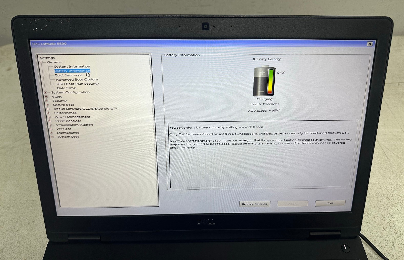 Dell Latitude 5590 15.6 FHD (i5-8250U @1.60, 8GB RAM, Boot To Bio) NO HD/ADAPTER