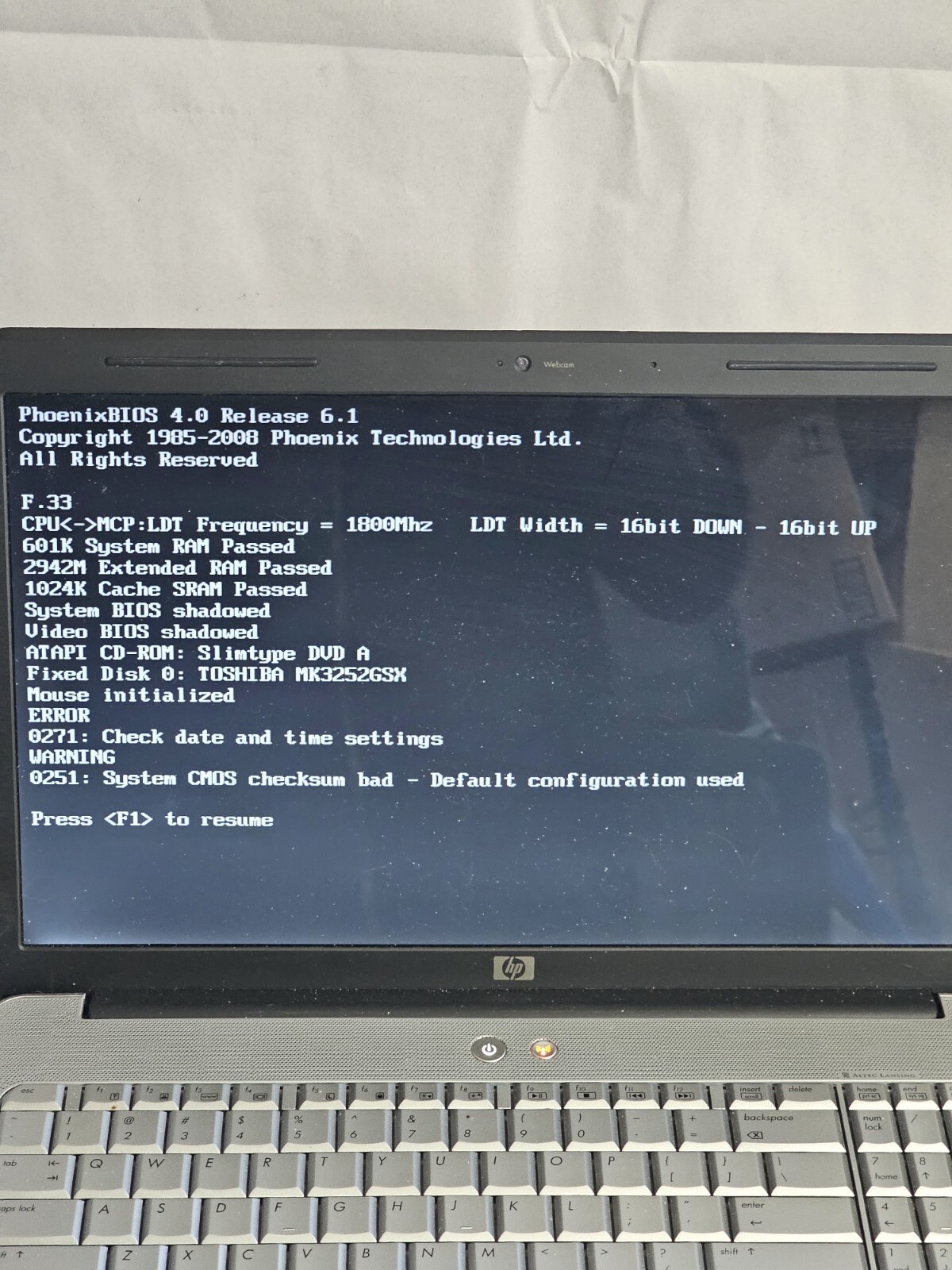 HP G60 Laptop 16″ Notebook AMD 3GB RAM 320GB HDD Windows w/ Charger TESTED WORKS