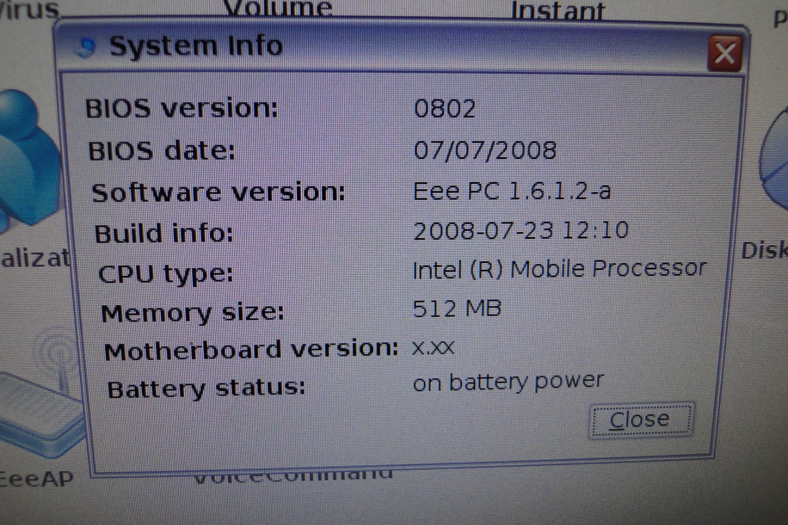 Asus Eee PC 900 Laptop Intel 512MB Ram Asus Operating OS W OEM GOOD BATTERY & AC