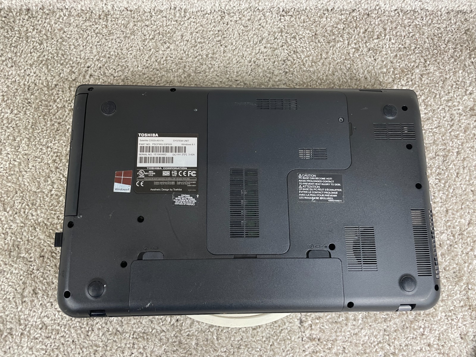 Toshiba Satellite C55Dt-A5174 WIndows 8.1 Laptop Notebook Gray