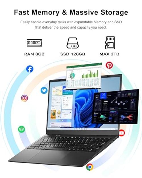 2026 Laptop Computer, Laptop with Pentium Gold 6500Y (Beats Pentium, 128 GB