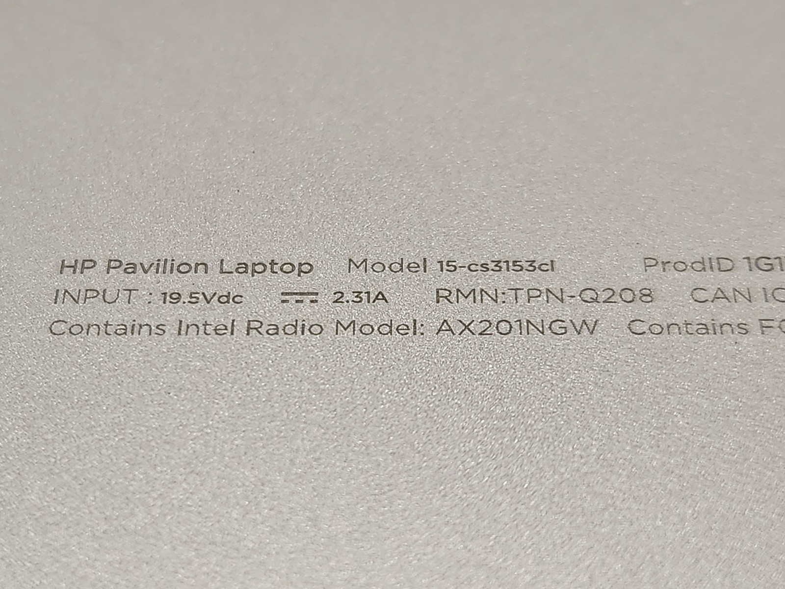 HP PAVILION 15-CS3153CL i5-1035G1 @ 1.00GHz 8GB RAM 256GB SSD W11P TOUCH + AC