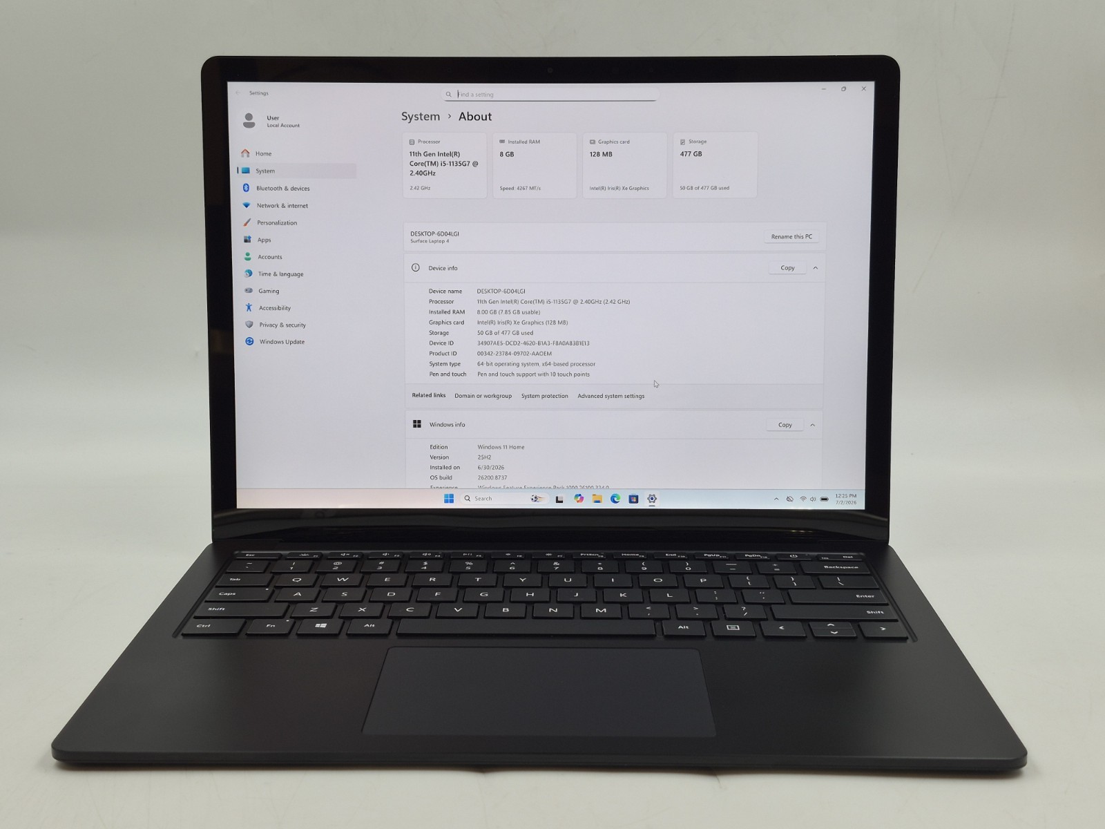 Microsoft Surface Laptop 4 i5-1135G7 2.40GHz 8GB RAM 512GB SSD Win 11 Home