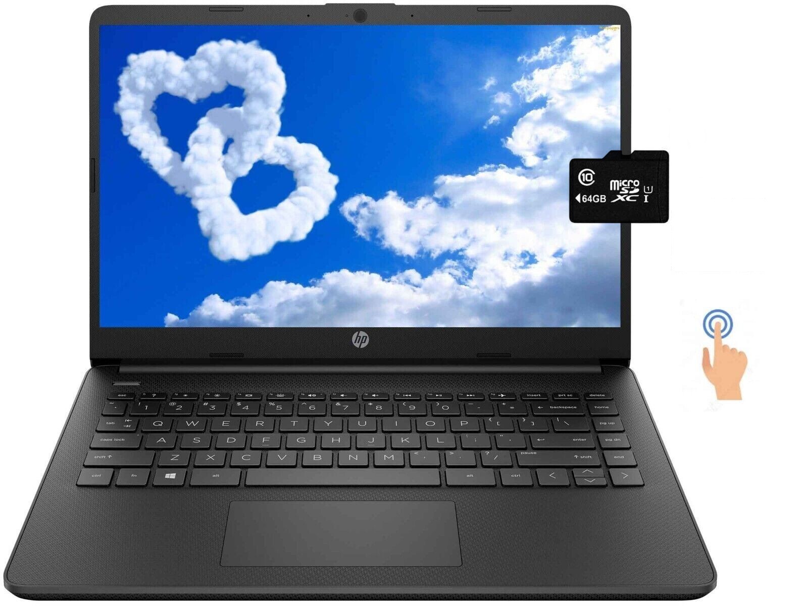 Newest HP 14” Touch Laptop Intel 2-Core CPU 4GB RAM 128GB (64+64) Win11 Black