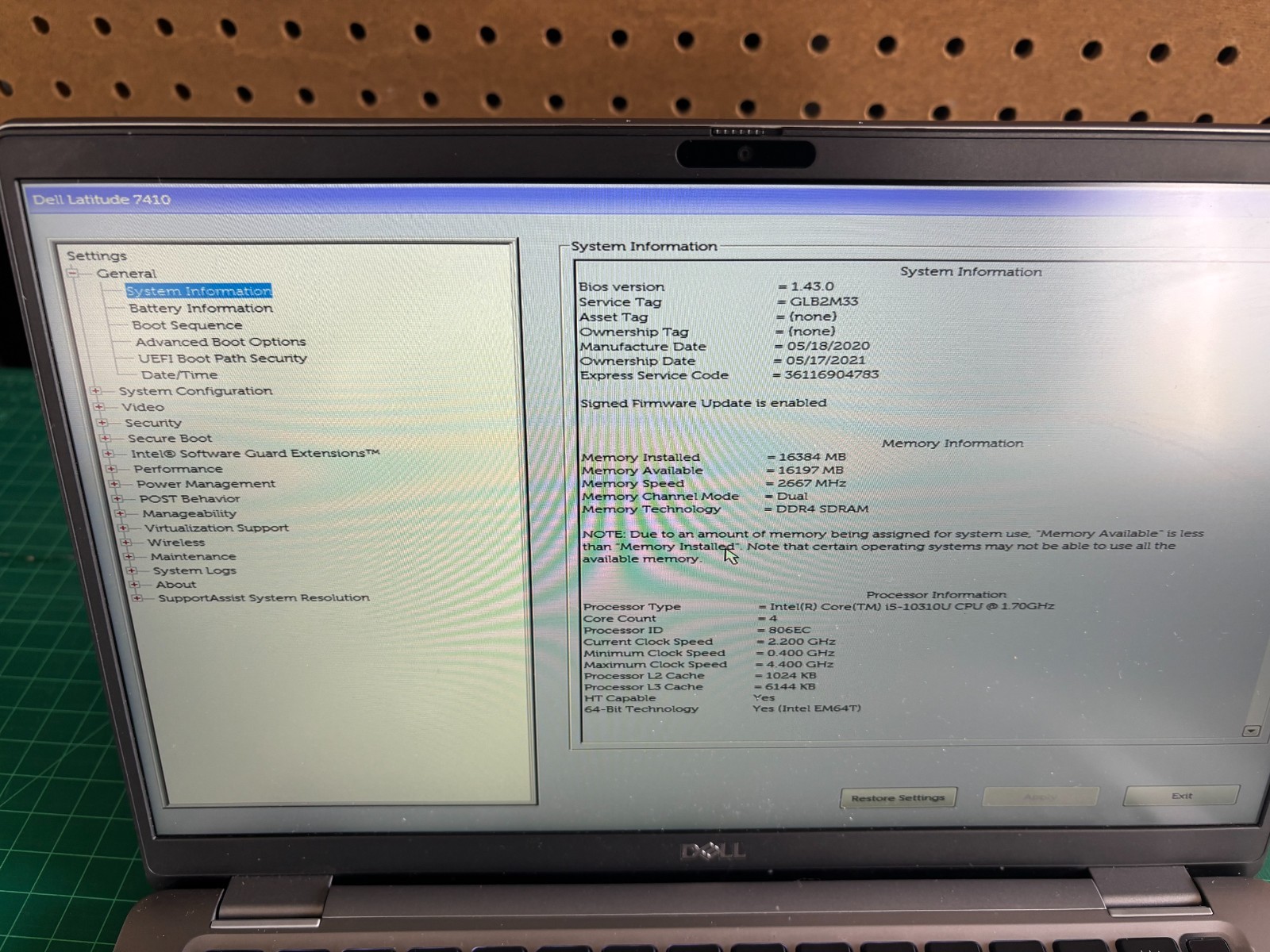 Dell Latitude 7410 Laptop i5-10310U 1.7GHz 16GB 512GB SSD 14″ w/11/p SILVER