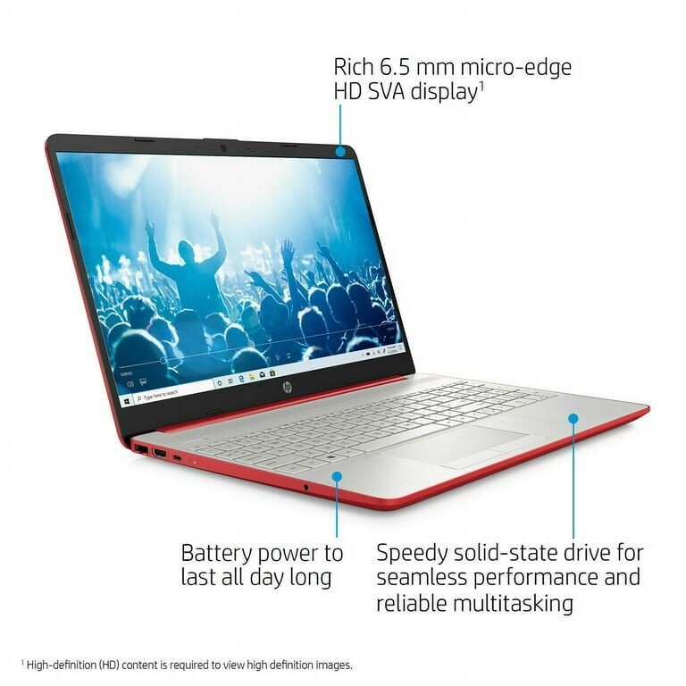 HP 15-fd0083wm (128GB SSD, Intel Pentium N-Series, 1.80 GHz, 4GB) Laptop – Red –