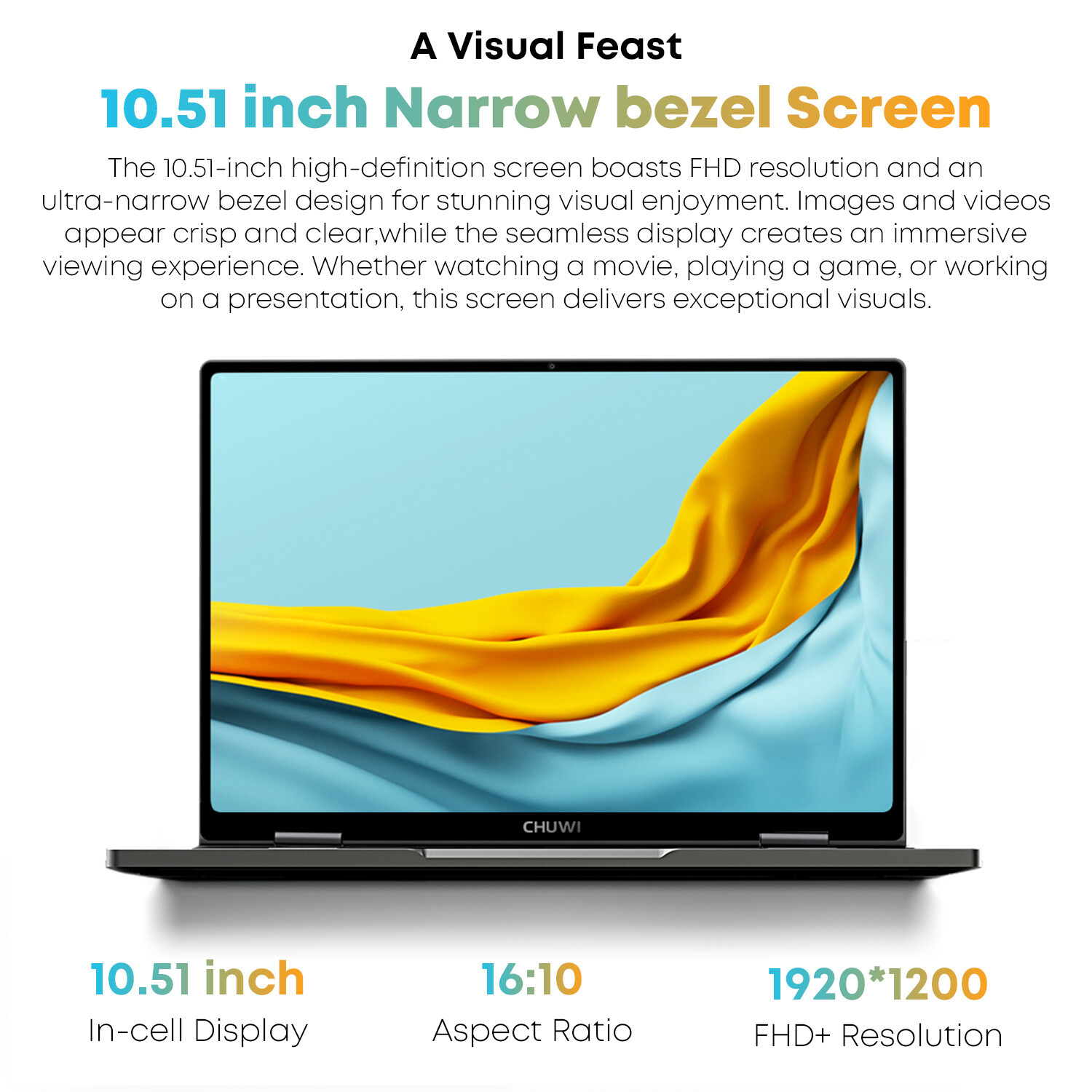 CHUWI 10.51” MiniBook X Windows 11 Laptop LPDDR5 12GB 512GB SSD Intel N5100
