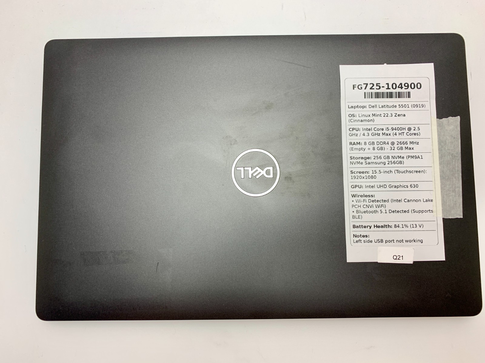 Dell Latitude 5501 | i5-9400H | 8GB RAM | 256GB NVMe | LINUX
