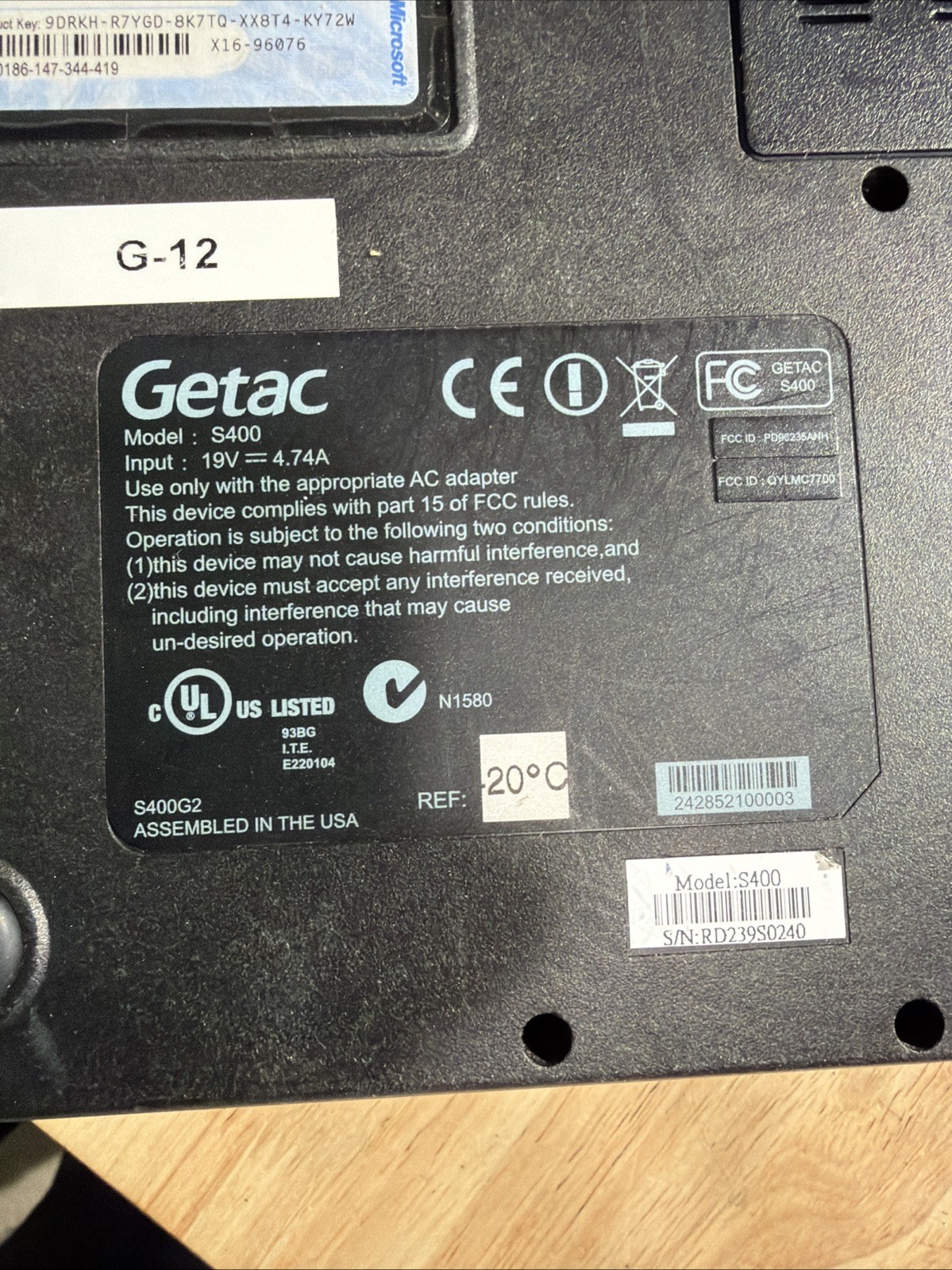Getac S400 G2 CD/DVD Drive Intel Core i5-3320M No HDD/ Caddy boot To Bios