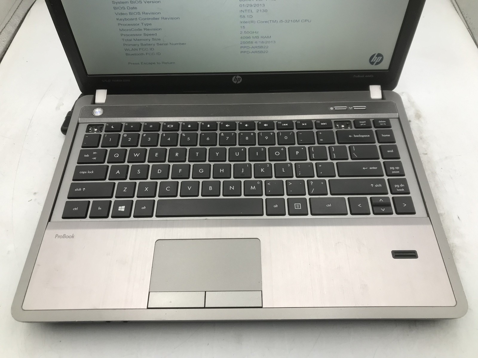 HP PROBOOK 4440S – BOOTS TO BIOS – INTEL I5 3210M – 4GB RAM – NO OS – READ – BB!