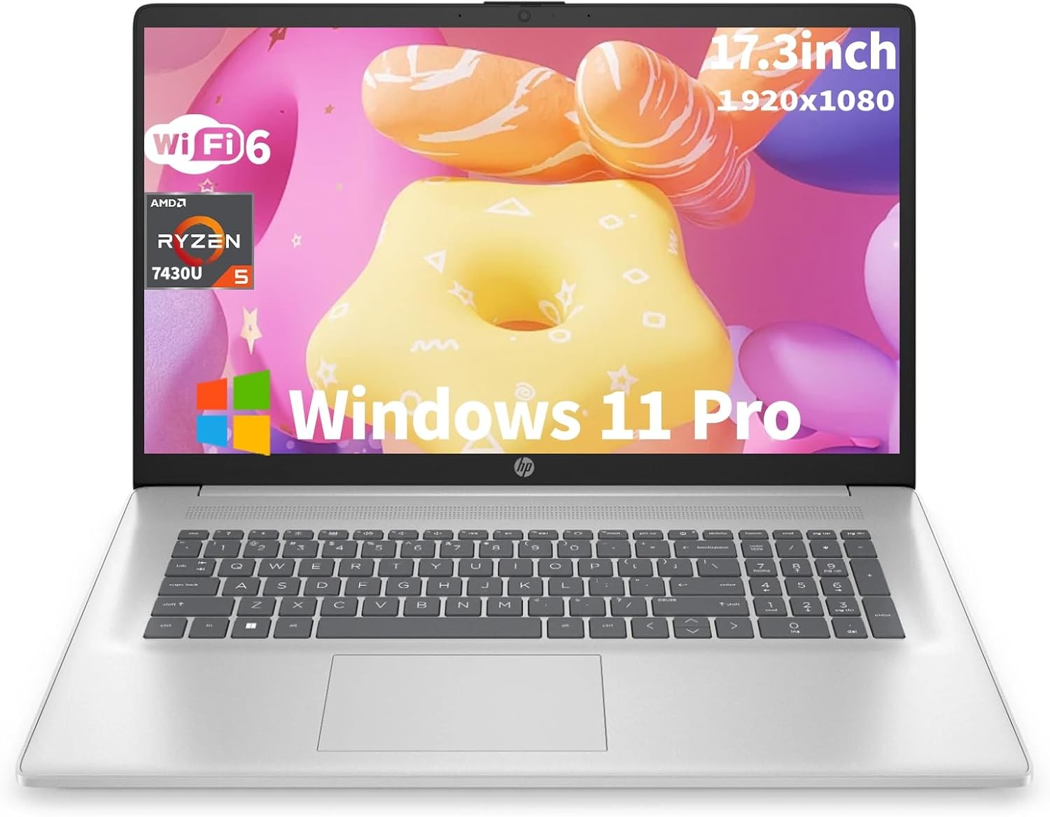 HP 17.3″ Touch Laptop HD AMD Ryzen 5 7430U Win 11 Pro 16GB RAM, 512GB SSD Silver