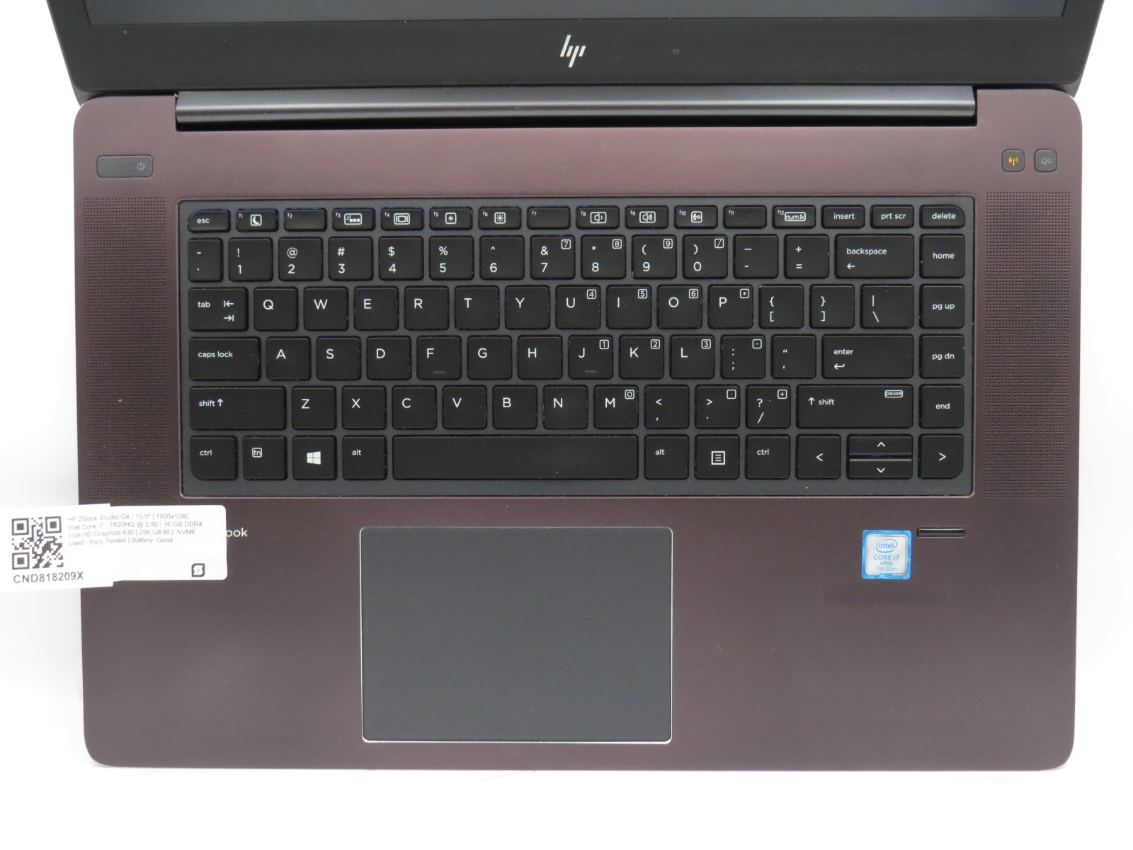 HP Zbook Studio G4 | i7-7820HQ @ 2.9GHz | 16GB / 256GB m2 | 15″ | No OS/AC