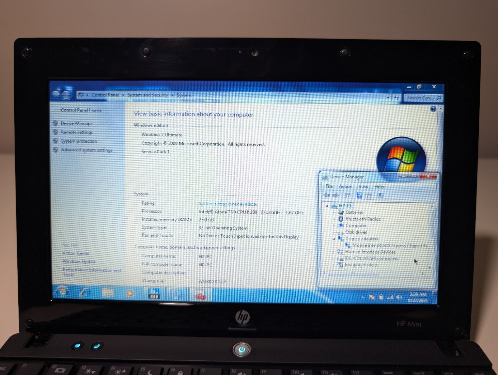 10.1″ HP Mini 5101 | Atom 2GB RAM 128GB SSD | Win 7 Pro 32-Bit W/ Charger