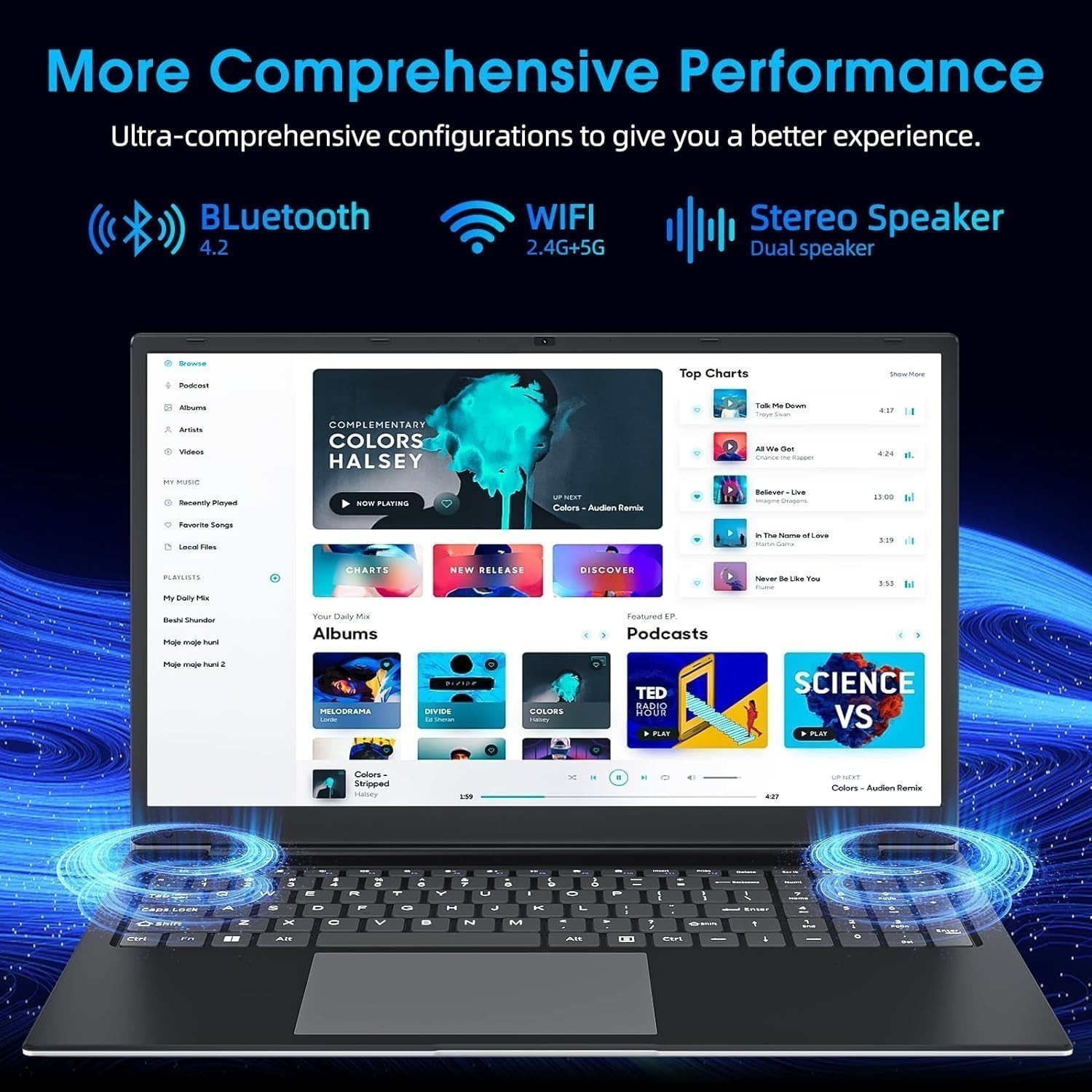 SGIN Laptop Windows 11 17.3 inch Intel N4000 4GB 128GB SSD 1920×1080 Full HD