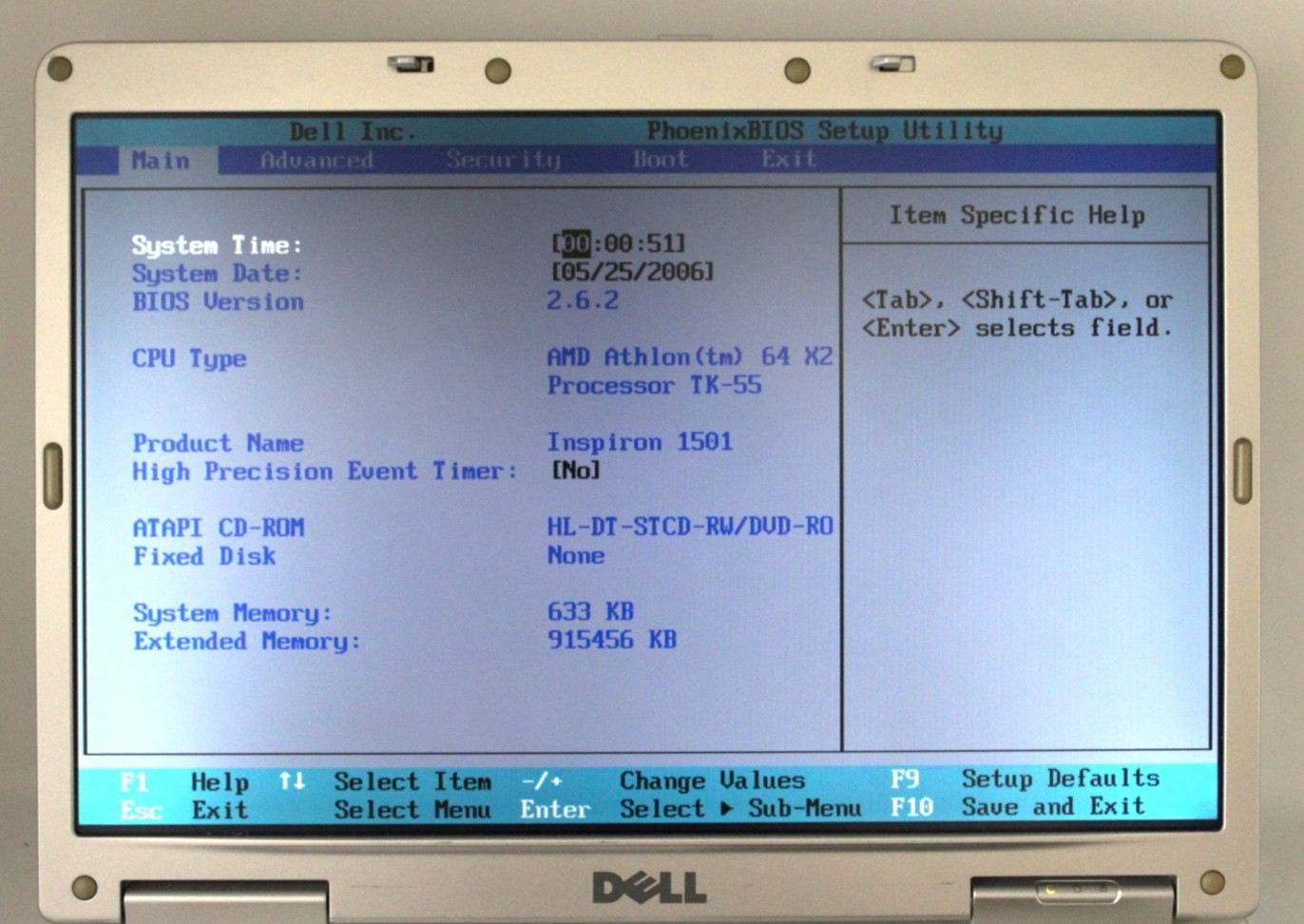 Dell Inspiron 1501 AMD Athlon II X2@1.6GHz 1GB DDR2 NO STORAGE/OS *USED/TESTED*