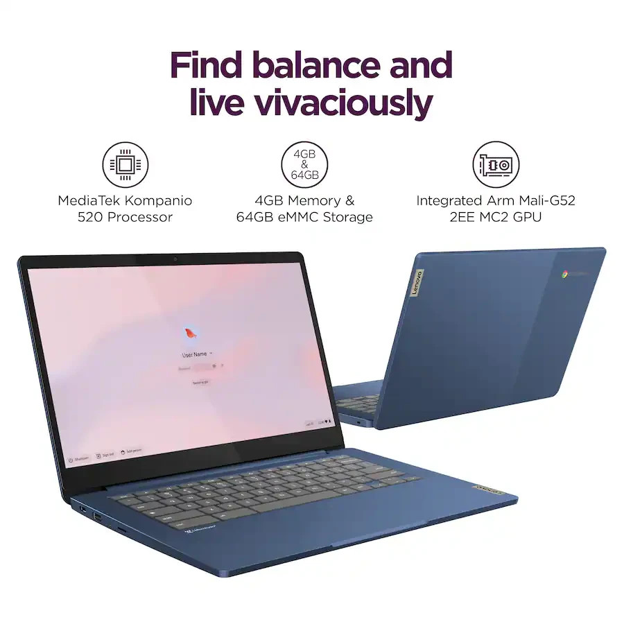 Lenovo IdeaPad Slim 3 Chromebook 14″ FHD MediaTek 8-Core 4GB 64GB Abyss Blue