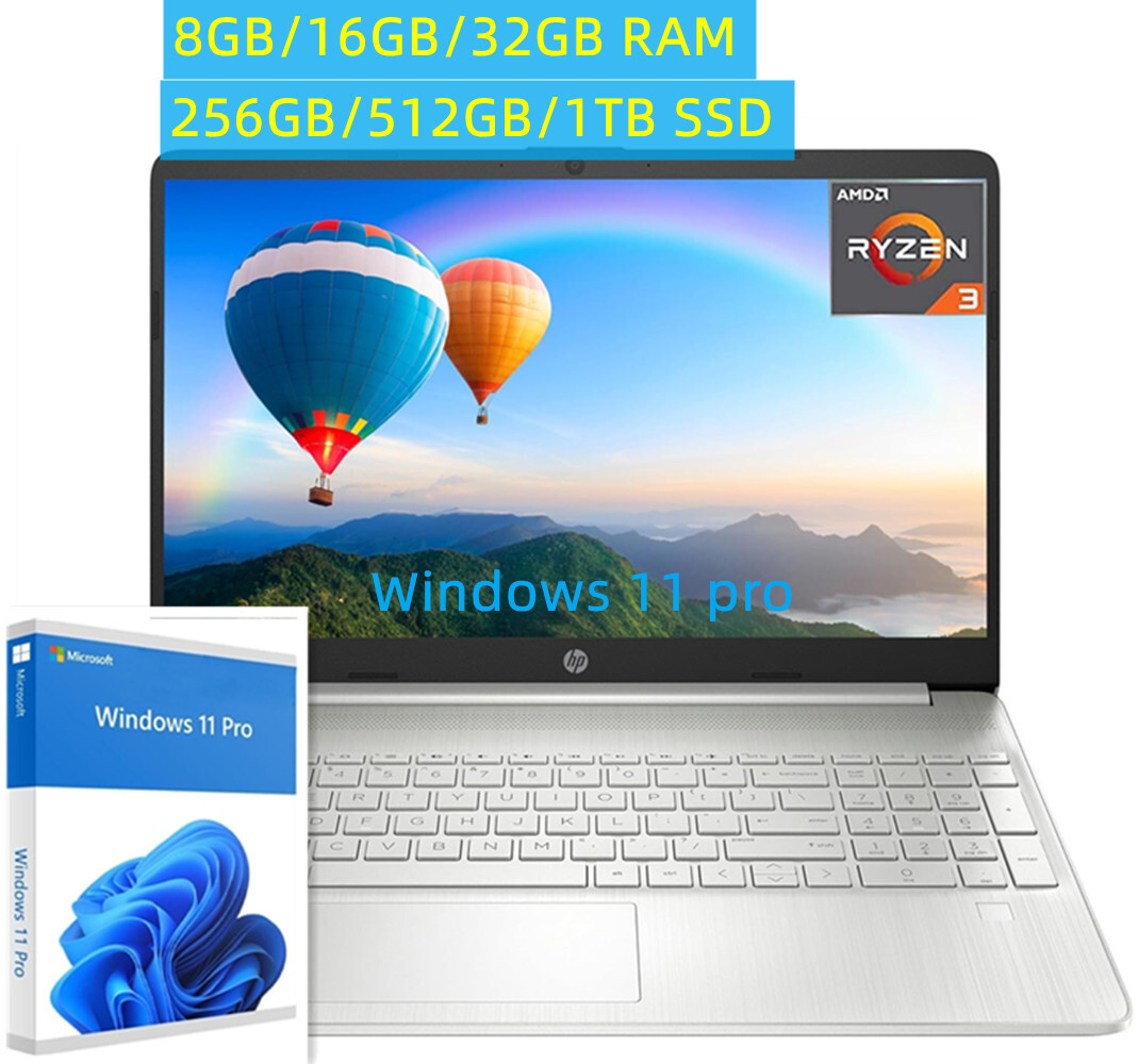 HP Laptop 15.6″ Computer HD AMD Ryzen 3 UP TO 32GB RAM 1TB SSD+Win 11 Pro