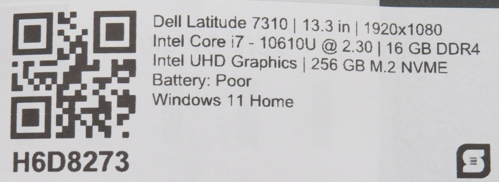 Dell Latitude 7310 i7-10610U @ 2.3GHz 16GB / 256GB m2 13.3 touch Win 11