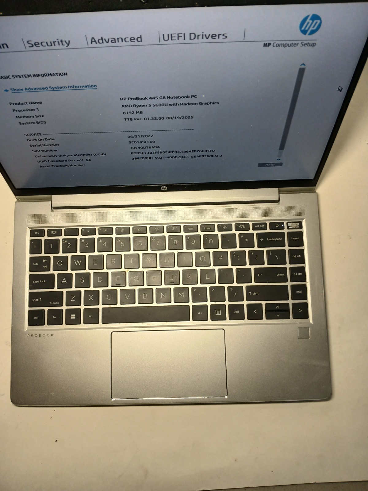 HP ProBook 445 G8 14″ Laptop AMD Ryzen 5 5600U 8GB RAM NO OS/SSD. #97