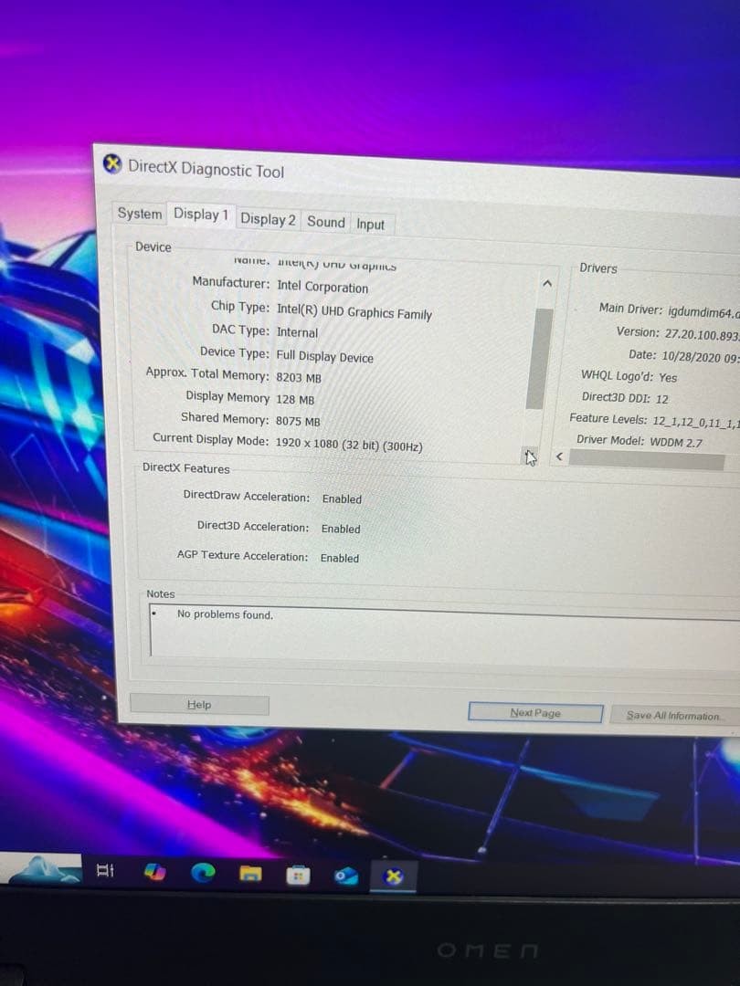 HP OMEN 15 Gaming Laptop Core i7 16GB RAM 1TB SSD RTX 2060 300Hz