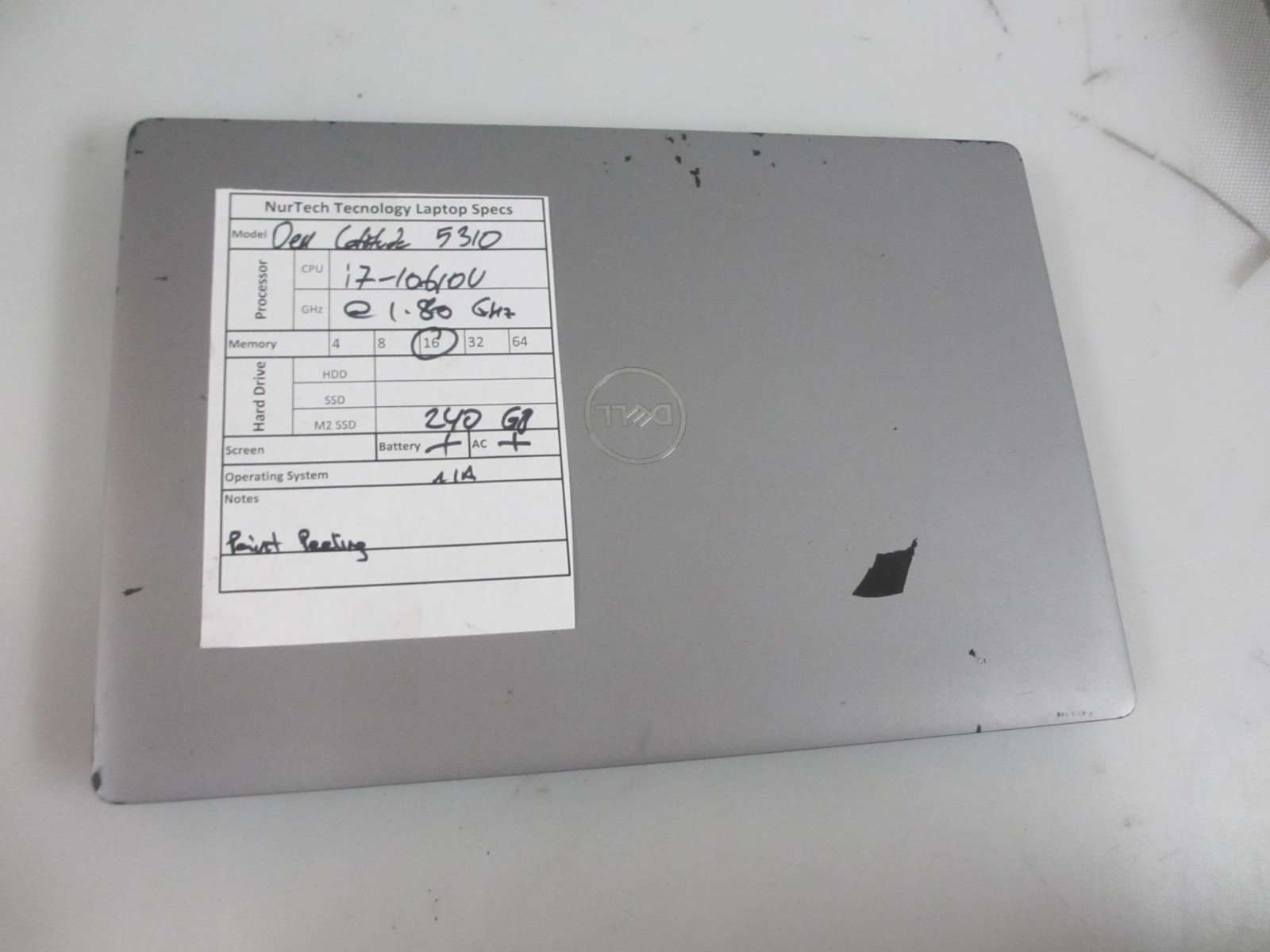 Dell Latitude 5310 i7-10610U 1.80GHz 16GB 240GB M2SSD NOOS LAPTOP + AC READ
