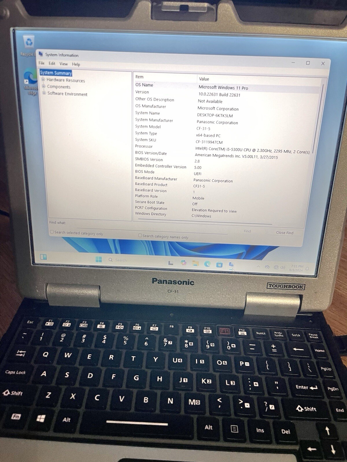 5th Gen Panasonic Toughbook CF-31,1TB,16GB,MK5, DVD,4G,GPS Like New Windows 11