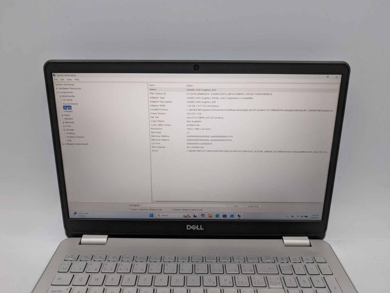Dell Inspiron 5584 15.6″ Laptop i5-8265U 16GB RAM 256GB SSD Win11 Home