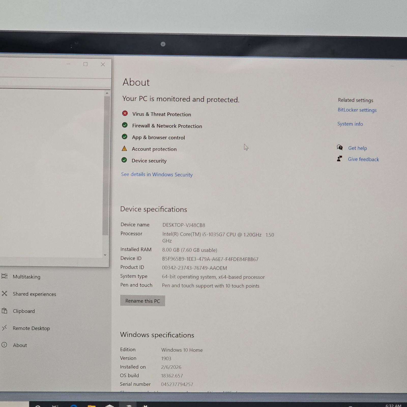 Surface Laptop 3 MODEL 1868 13.5″ TOUCH – i5-1035G7✔8GB RAM✔256GB SSD