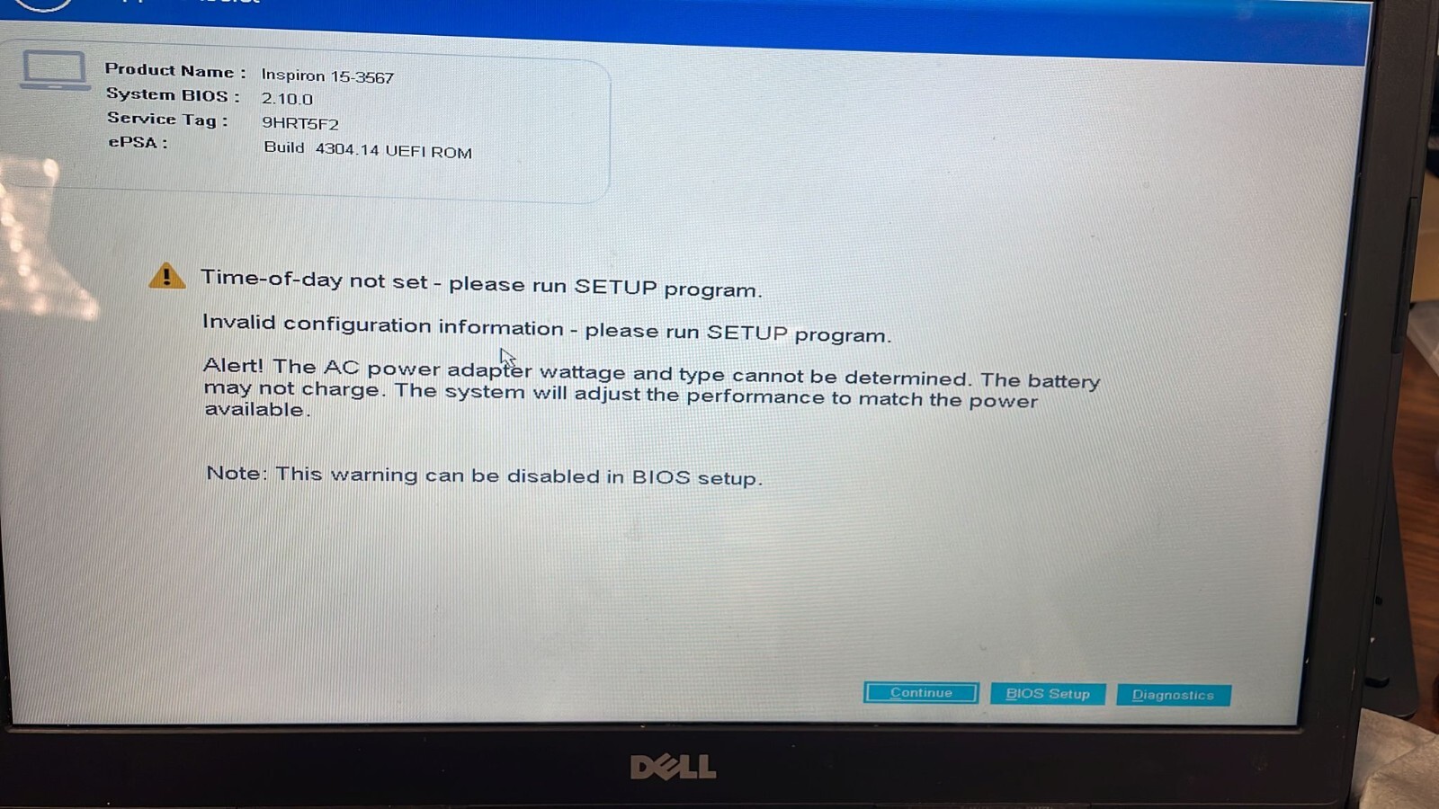 DELL INSPIRON 15 3567 INTEL CORE i3-7100U 2.40GHZ 8GB RAM NO HDD NO OS For Parts
