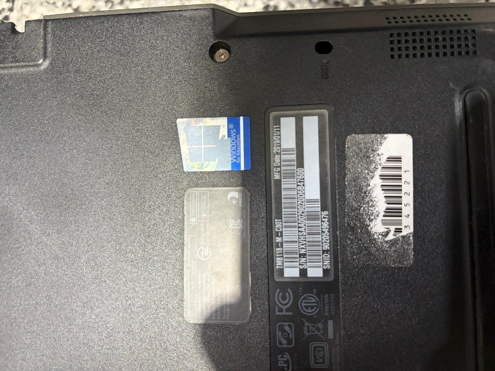 LOT of 5. Acer TravelMate B118-M , N4000 4GB Ram 64GB SSD NO Windows installed.