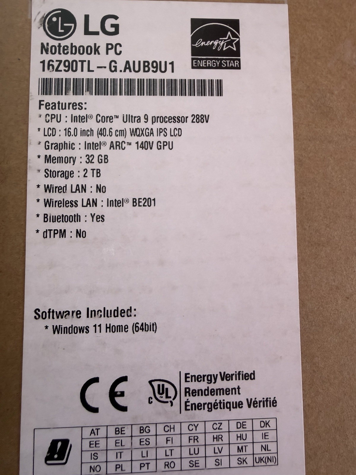 LG Gram Pro 16” WQXGA Laptop, Ultra 9 285H, Intel ARC 140V, 32GB Ram, 2TB SSD