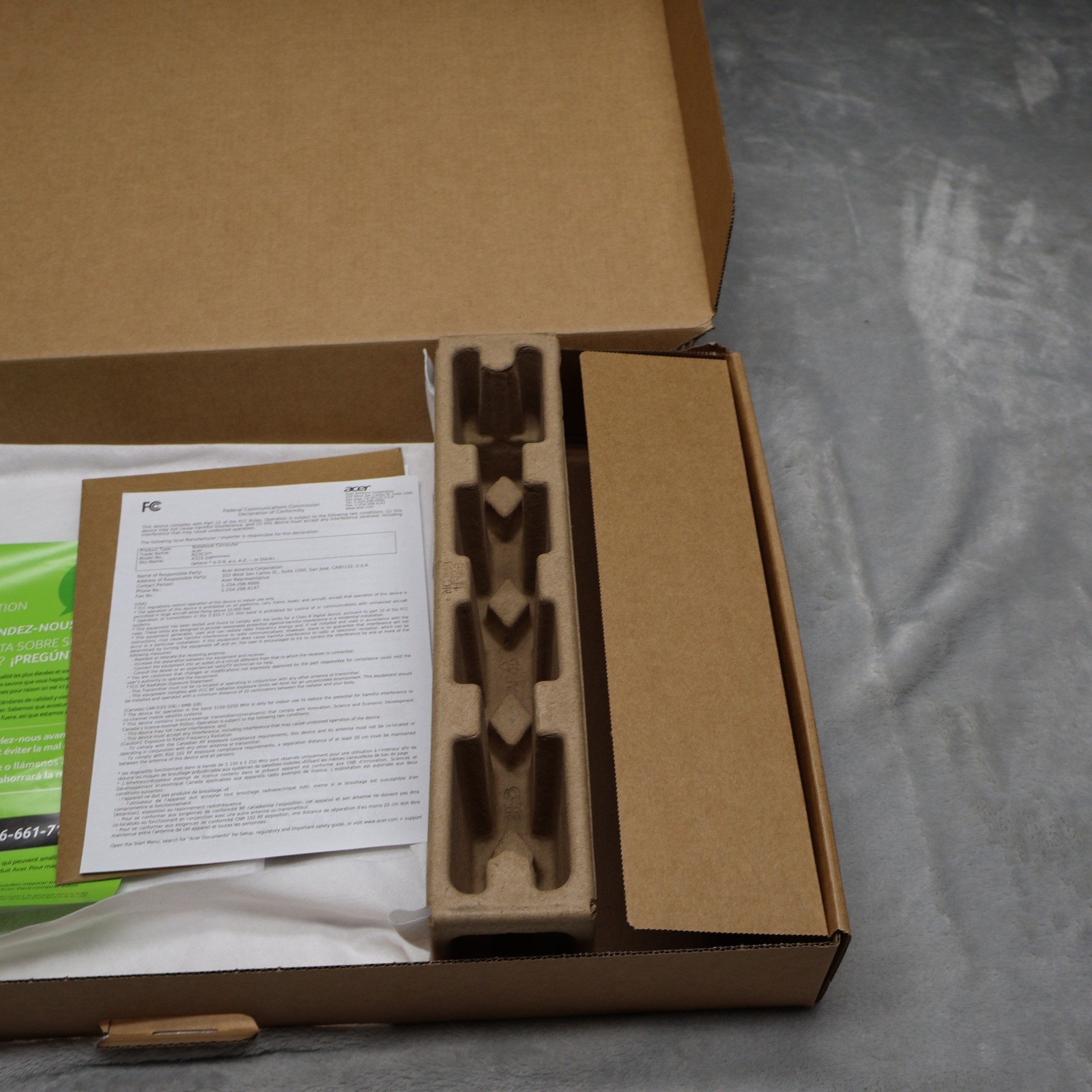 Acer Aspire 3 Retail Box Laptop Structural Supports Setup Guide Box Only