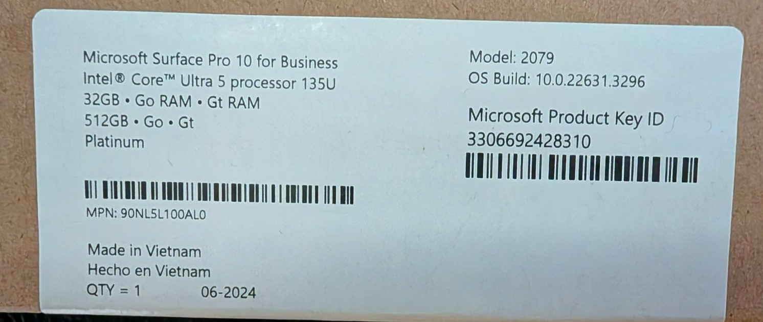BRAND NEW PLATINUM MICROSOFT SURFACE 10 PRO 512 GB ***FREE SHIPPING***