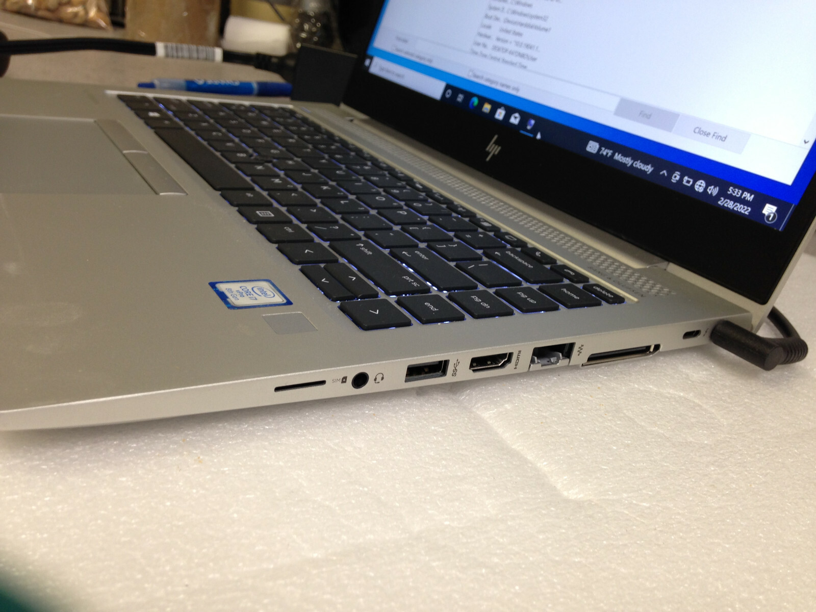 HP EliteBook 840 G5 Intel Core i7-865OU CPU@1.90GHz 16GB 512GB SSD w/AC Adapter