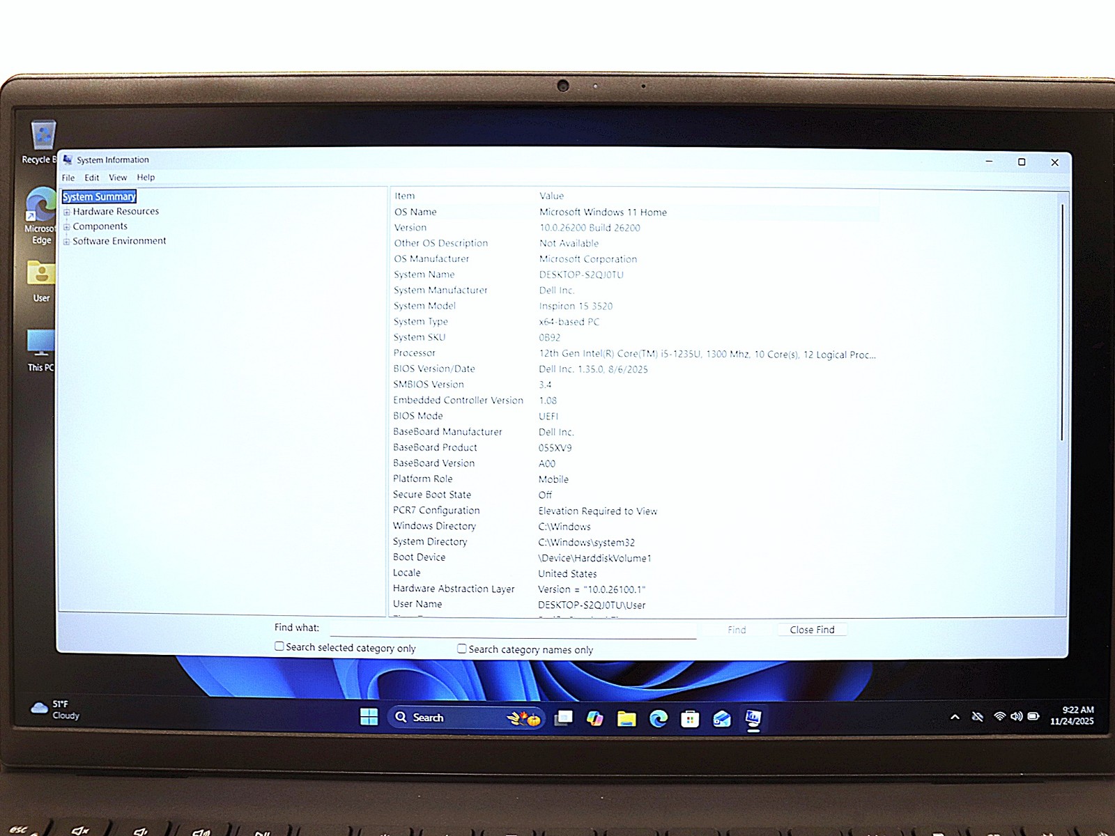 Dell Inspiron 15 3520 15.6″ i5-1235U 16GB RAM 512GB NVMe W11 Home