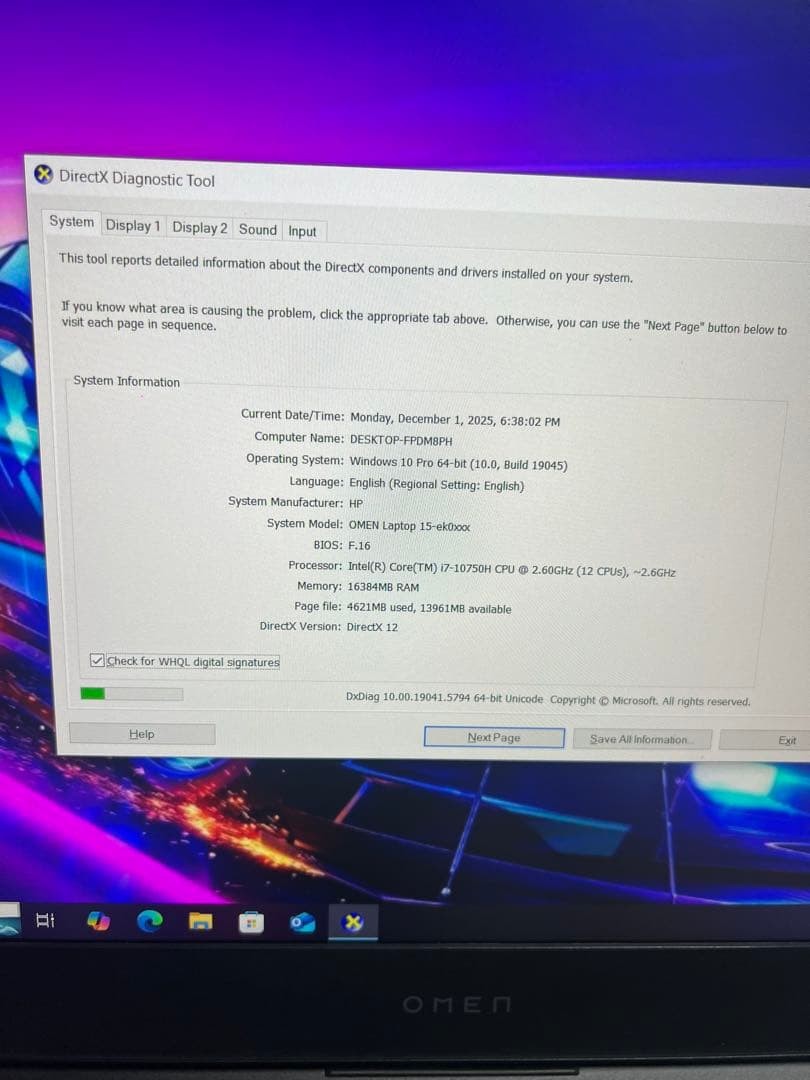 HP OMEN 15 Gaming Laptop Core i7 16GB RAM 1TB SSD RTX 2060 300Hz