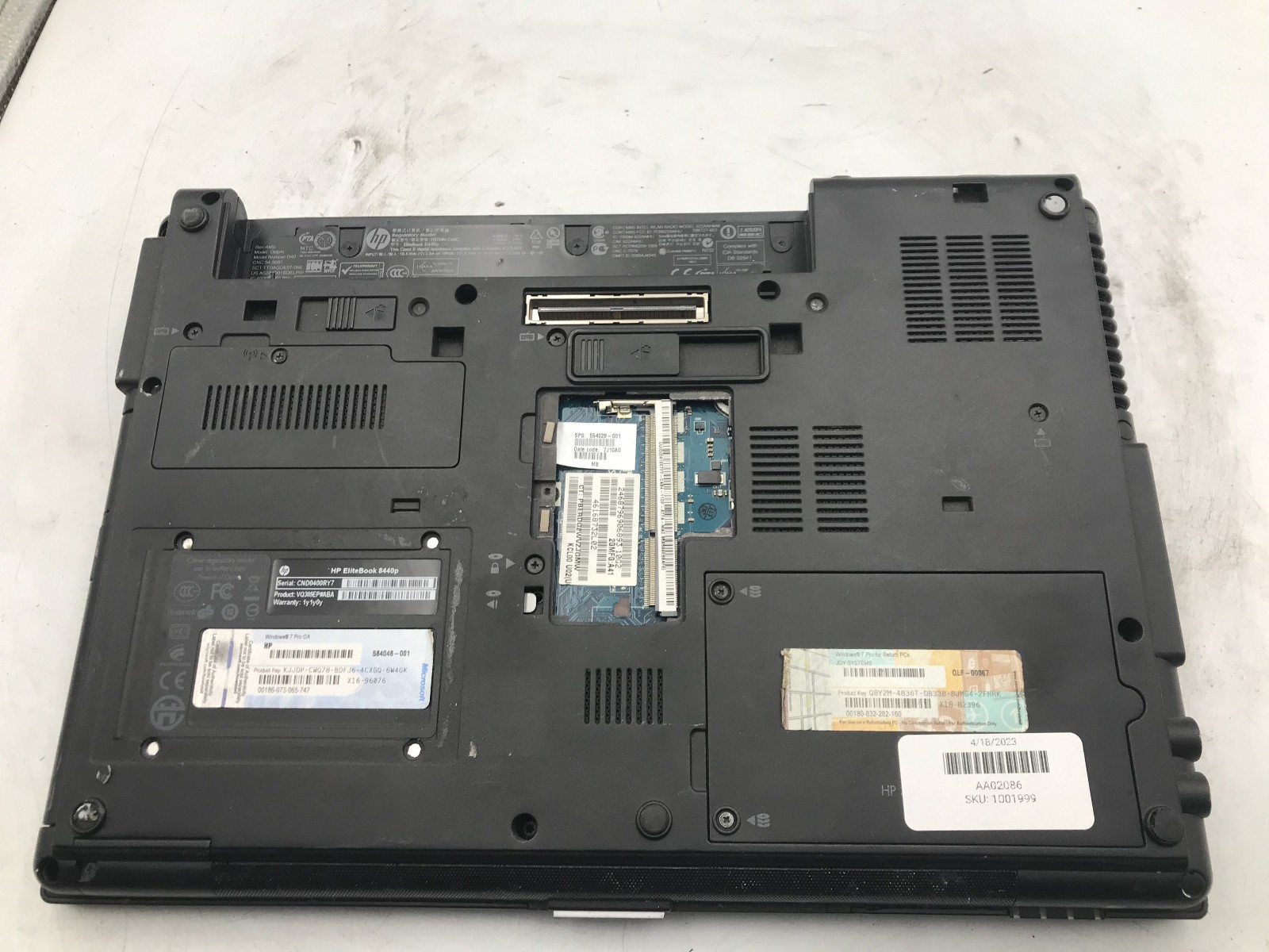 HP ELITEBOOK 8440P – BOOTS TO BIOS – INTEL I5 M520 – NO RAM – 14″ – READ – BB !!