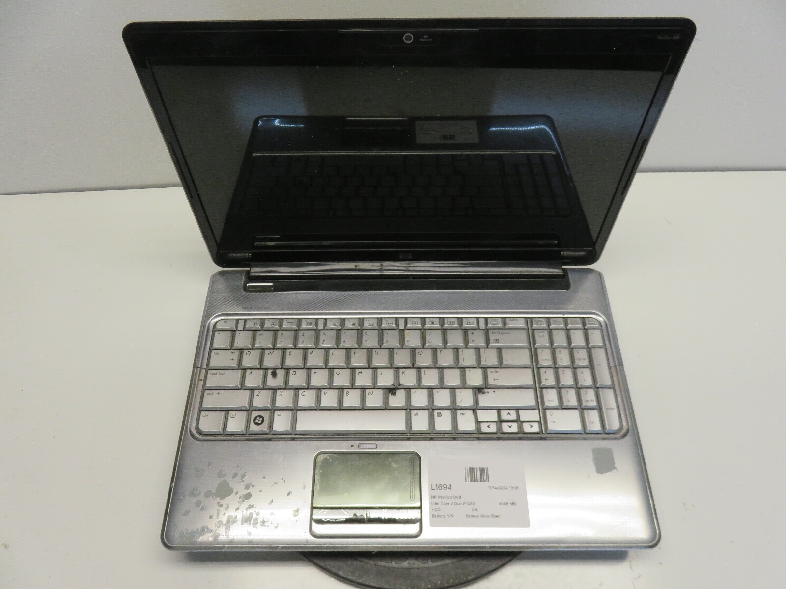 HP Pavilion DV6-1050us Laptop Intel Core 2 Duo P7450 4096 MB NO HDD No Batt