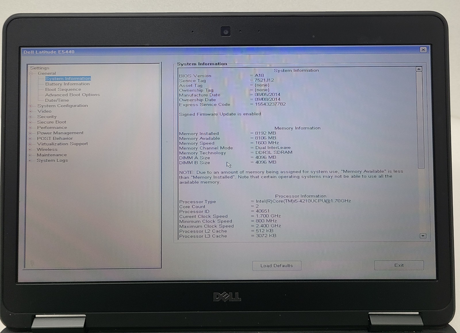 Dell Latitude E5440 Laptop 14″ Intel I5-4210U 8GB Ram NO HD/OS (FL)