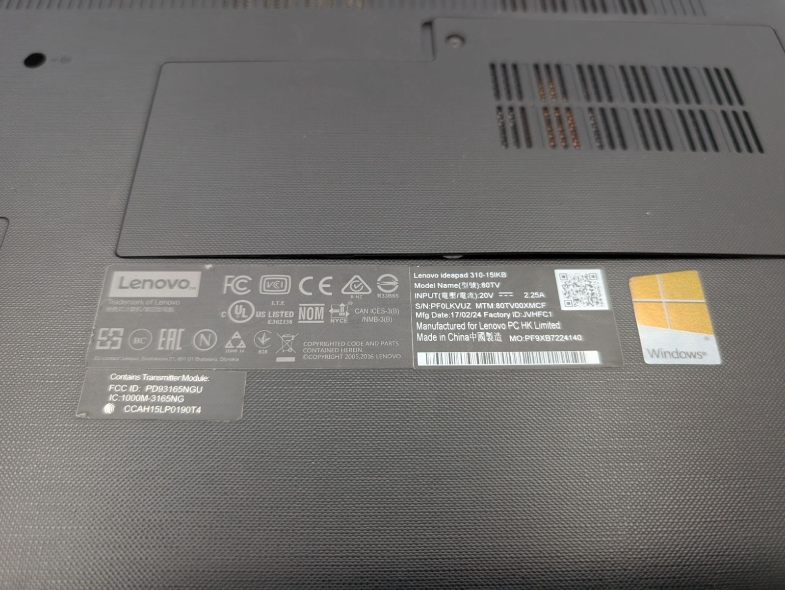 Lenovo Ideapad 310-15IKB 15.6″ Display Intel Core i5-7200U 2.50 GHz 4GB RAM