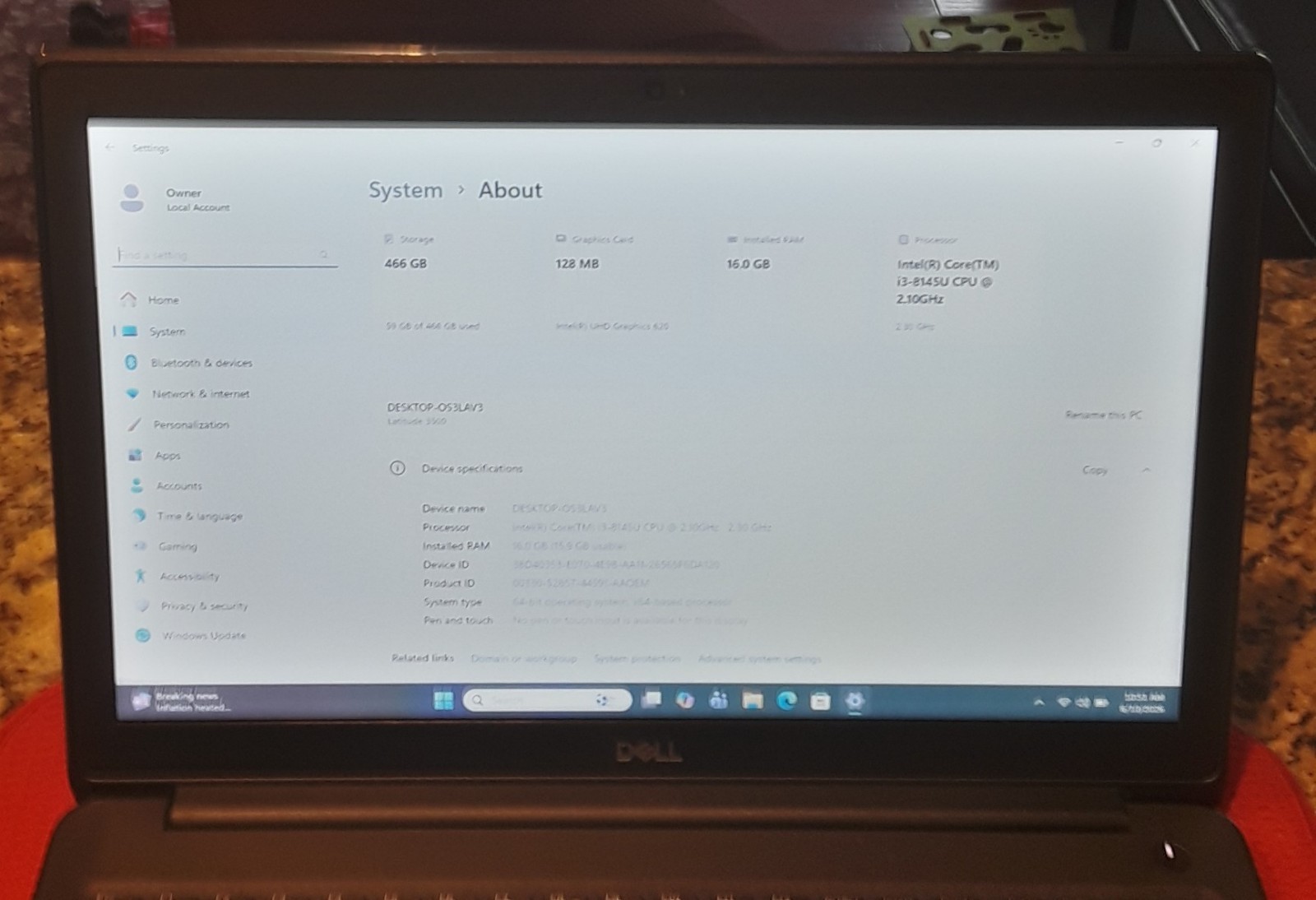 CLEARANCE Dell Latitude 3500 2.3GHz Intel 8th Gen 16GB DDR4 500GB SSD WIND11 PRO