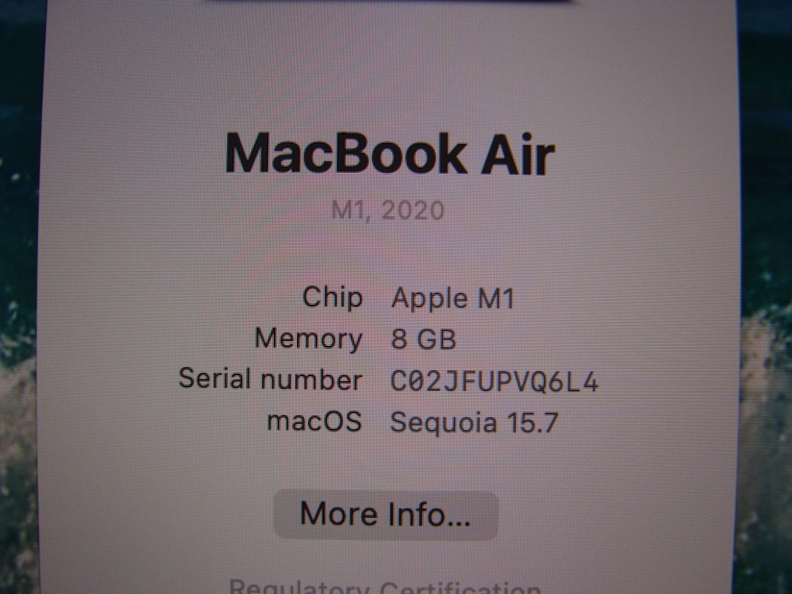 Apple MacBook Air A2337 13.3″ M1 2020 8CPU/7GPU 8GB 256GB OS Sequoia space gray