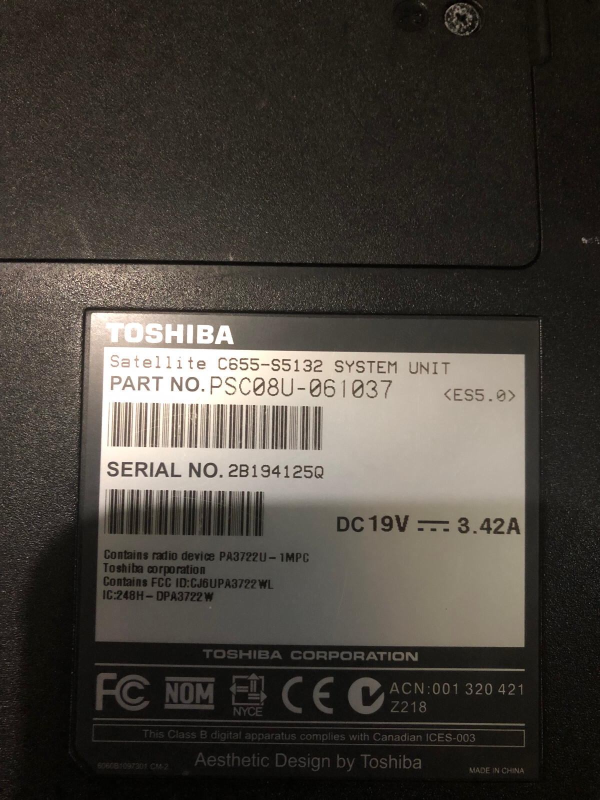 Toshiba Satellite C655-S5132 (4 GB RAM, Intel Celeron, 128 GB SSD, No OS)