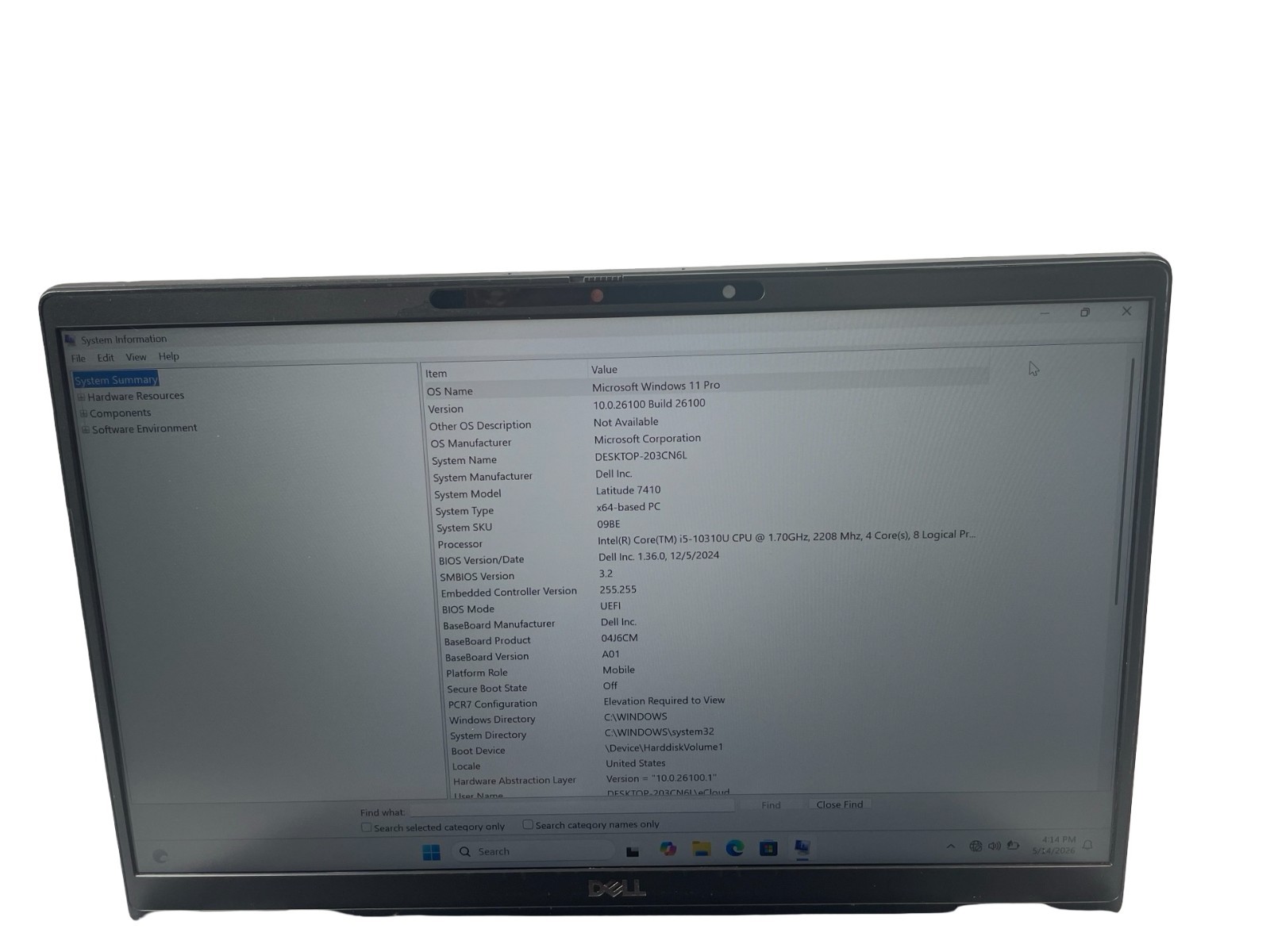 Dell Latitude 7410 Core i5-10310U 1.70GHz 16GB RAM 256GB NVMe W.11 P Touchscreen