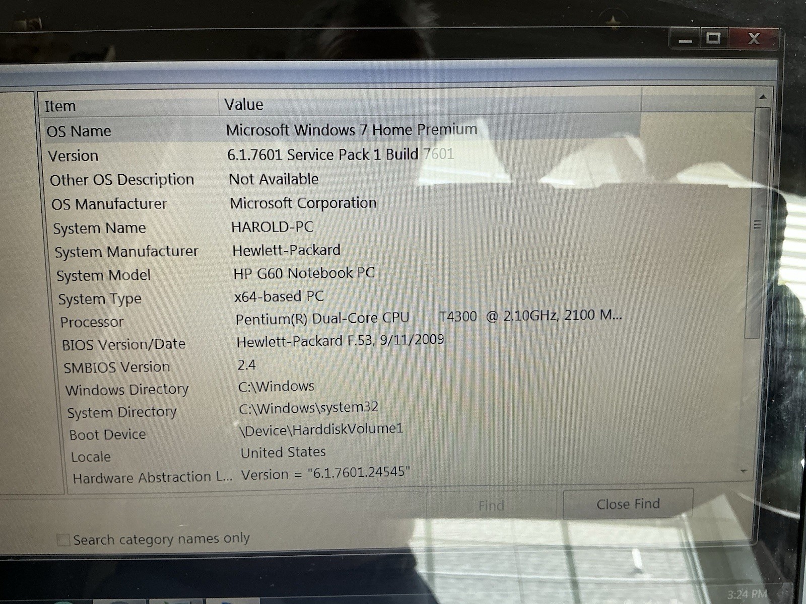 HP G60 549DX Notebook Windows 7 Home Premium 15.6” Screen Works AS IS